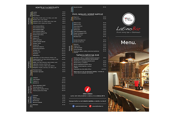 OpenWine Latino Bar Olomouc menu