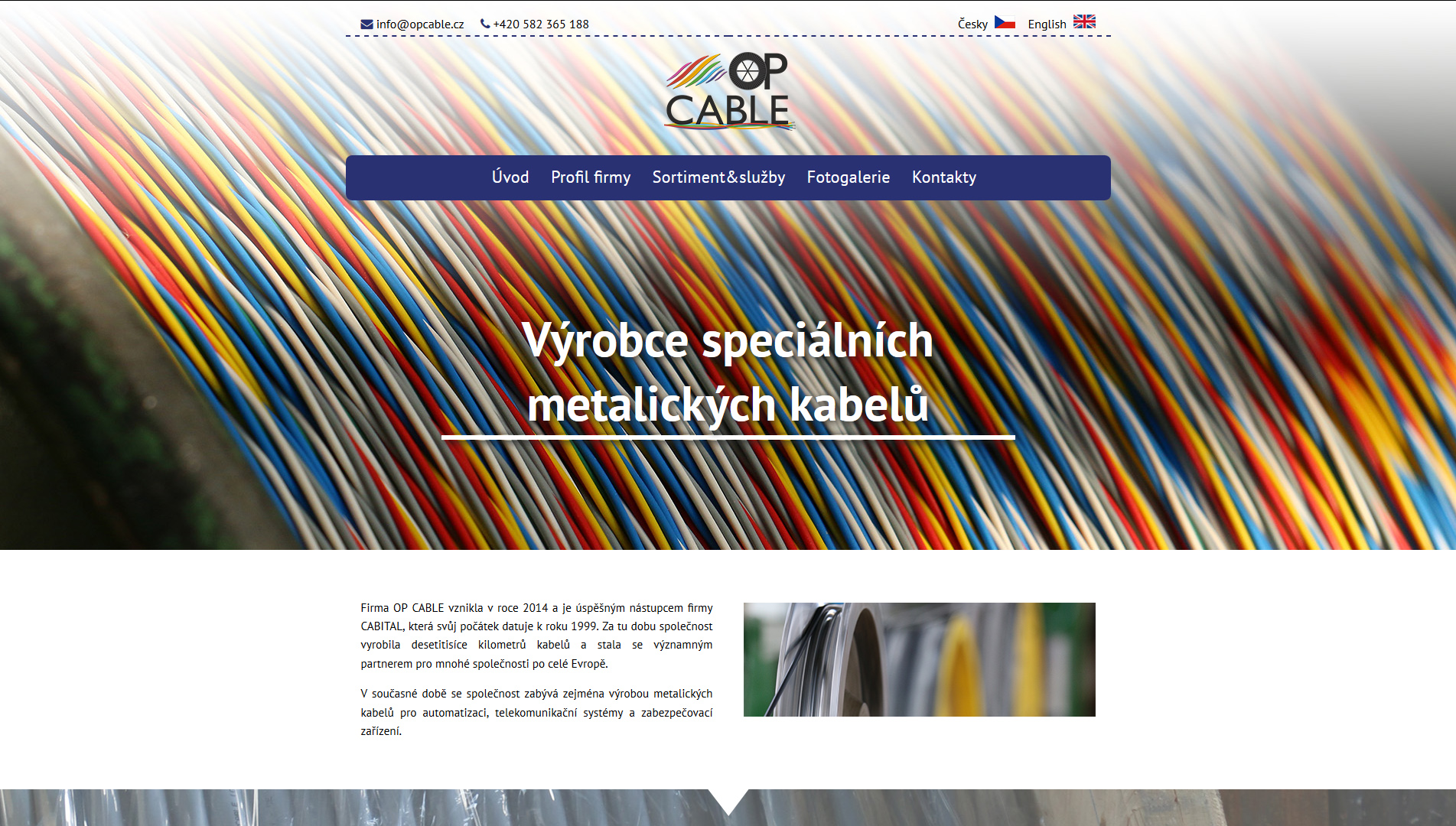 Webové stránky výrobce kabelů - OP CABLE, s. r. o.